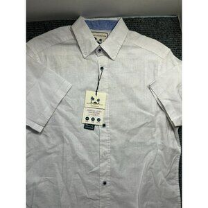 Men's XL White Linen Short-Sleeve Shirt By Report Collection  Summer Linen Colle